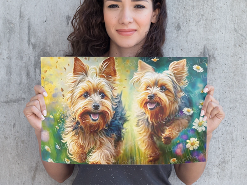 Floral Paradise Yorkshire Terriers Wall Art Poster-Art-Dog Art, Home Decor, Poster, Yorkshire Terrier-1