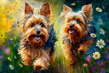 Load image into Gallery viewer, Floral Paradise Yorkshire Terriers Wall Art Poster-Art-Dog Art, Home Decor, Poster, Yorkshire Terrier-1