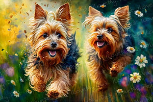 Floral Paradise Yorkshire Terriers Wall Art Poster-Art-Dog Art, Home Decor, Poster, Yorkshire Terrier-1