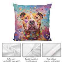 Load image into Gallery viewer, Floral Resonance Pit Bull Plush Pillow Case-Cushion Cover-Dog Dad Gifts, Dog Mom Gifts, Home Decor, Pillows, Pit Bull-5