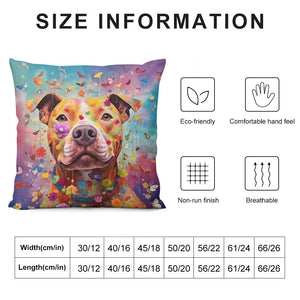 Floral Resonance Pit Bull Plush Pillow Case-Cushion Cover-Dog Dad Gifts, Dog Mom Gifts, Home Decor, Pillows, Pit Bull-6