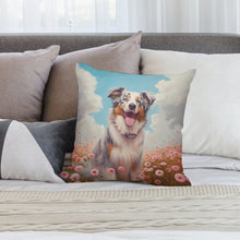 Load image into Gallery viewer, Floral Reverie Australian Shepherd Plush Pillow Case-Cushion Cover-Australian Shepherd, Dog Dad Gifts, Dog Mom Gifts, Home Decor, Pillows-2