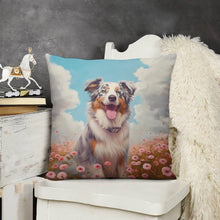 Load image into Gallery viewer, Floral Reverie Australian Shepherd Plush Pillow Case-Cushion Cover-Australian Shepherd, Dog Dad Gifts, Dog Mom Gifts, Home Decor, Pillows-3