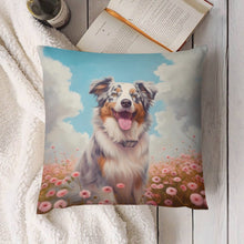 Load image into Gallery viewer, Floral Reverie Australian Shepherd Plush Pillow Case-Cushion Cover-Australian Shepherd, Dog Dad Gifts, Dog Mom Gifts, Home Decor, Pillows-4