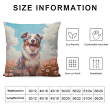 Load image into Gallery viewer, Floral Reverie Australian Shepherd Plush Pillow Case-Cushion Cover-Australian Shepherd, Dog Dad Gifts, Dog Mom Gifts, Home Decor, Pillows-6