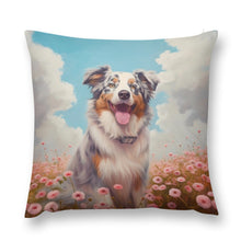 Load image into Gallery viewer, Floral Reverie Australian Shepherd Plush Pillow Case-Cushion Cover-Australian Shepherd, Dog Dad Gifts, Dog Mom Gifts, Home Decor, Pillows-12 &quot;×12 &quot;-1