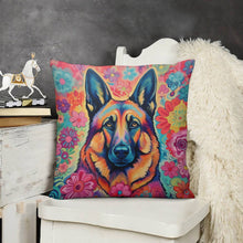 Load image into Gallery viewer, Floral Reverie German Shepherd Plush Pillow Case-Cushion Cover-Dog Dad Gifts, Dog Mom Gifts, German Shepherd, Home Decor, Pillows-3
