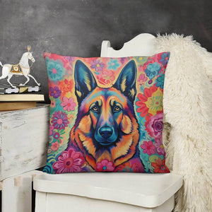 Floral Reverie German Shepherd Plush Pillow Case-Cushion Cover-Dog Dad Gifts, Dog Mom Gifts, German Shepherd, Home Decor, Pillows-3