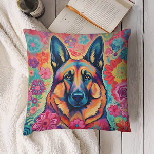 Floral Reverie German Shepherd Plush Pillow Case-Cushion Cover-Dog Dad Gifts, Dog Mom Gifts, German Shepherd, Home Decor, Pillows-4