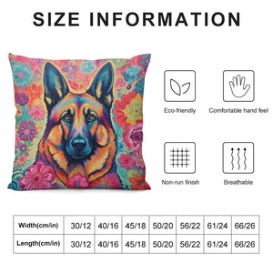 Floral Reverie German Shepherd Plush Pillow Case-Cushion Cover-Dog Dad Gifts, Dog Mom Gifts, German Shepherd, Home Decor, Pillows-6