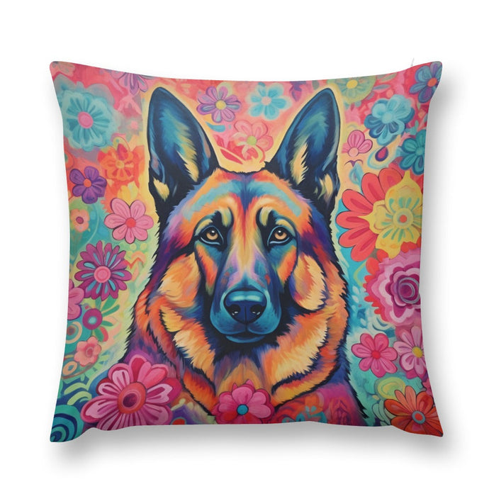 Floral Reverie German Shepherd Plush Pillow Case-Cushion Cover-Dog Dad Gifts, Dog Mom Gifts, German Shepherd, Home Decor, Pillows-12 