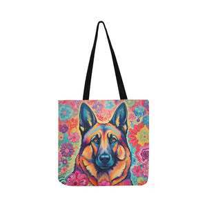 Floral Reverie German Shepherd Shopping Tote Bag-Accessories-Accessories, Bags, Dog Dad Gifts, Dog Mom Gifts, German Shepherd-ONESIZE-2