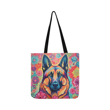 Floral Reverie German Shepherd Shopping Tote Bag 360x