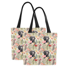 Load image into Gallery viewer, Floral Serenity Black Labradors Large Canvas Tote Bags - Set of 2-Accessories-Accessories, Bags, Black Labrador, Labrador-7