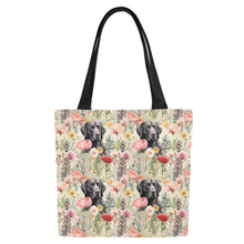 Load image into Gallery viewer, Floral Serenity Black Labradors Large Canvas Tote Bags - Set of 2-Accessories-Accessories, Bags, Black Labrador, Labrador-White3-ONESIZE-6