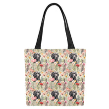 Load image into Gallery viewer, Floral Serenity Black Labradors Large Canvas Tote Bags - Set of 2-Accessories-Accessories, Bags, Black Labrador, Labrador-White4-ONESIZE-11