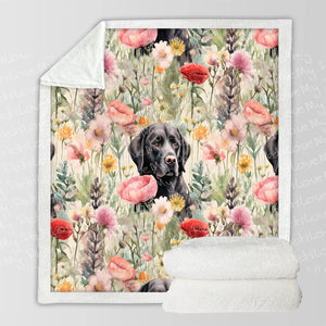 Floral Serenity Black Labradors Soft Warm Fleece Blanket-Blanket-Black Labrador, Blankets, Home Decor, Labrador-10