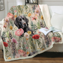 Load image into Gallery viewer, Floral Serenity Black Labradors Soft Warm Fleece Blanket-Blanket-Black Labrador, Blankets, Home Decor, Labrador-11