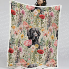 Load image into Gallery viewer, Floral Serenity Black Labradors Soft Warm Fleece Blanket-Blanket-Black Labrador, Blankets, Home Decor, Labrador-12