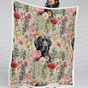 Floral Serenity Black Labradors Soft Warm Fleece Blanket-Blanket-Black Labrador, Blankets, Home Decor, Labrador-12