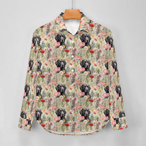 Pastel Petals and Black Labradors Women's Shirt-Apparel-Apparel, Black Labrador, Labrador, Shirt-3