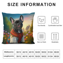 Load image into Gallery viewer, Floral Spendor Black French Bulldog Plush Pillow Case-Cushion Cover-Dog Dad Gifts, Dog Mom Gifts, French Bulldog, Home Decor, Pillows-6