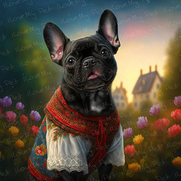 Floral Spendor Black French Bulldog Wall Art Poster-Art-Dog Art, French Bulldog, Home Decor, Poster-1