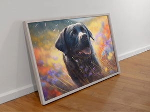 Floral Splendor Black Labrador Wall Art Poster-Art-Black Labrador, Dog Art, Home Decor, Labrador, Poster-2