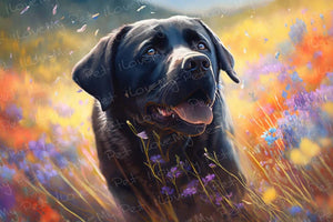 Floral Splendor Black Labrador Wall Art Poster-Art-Black Labrador, Dog Art, Home Decor, Labrador, Poster-6