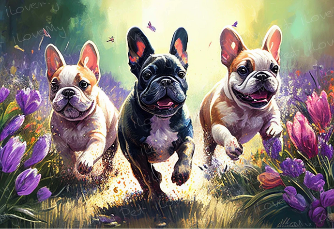 Floral Splendor French Bulldogs Wall Art Poster-Art-Dog Art, French Bulldog, Home Decor, Poster-6