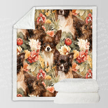Load image into Gallery viewer, Floral Symphony Chocolate and White Chihuahuas Soft Warm Fleece Blanket-Blanket-Blankets, Chihuahua, Home Decor-10