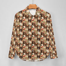 Load image into Gallery viewer, Floral Symphony Chocolate and White Chihuahuas Women&#39;s Shirt-13