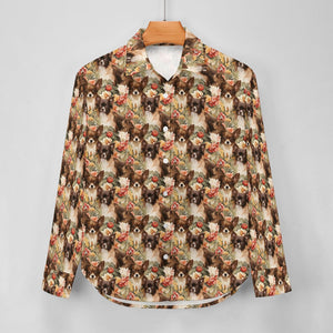 Floral Symphony Chocolate and White Chihuahuas Women's Shirt-13