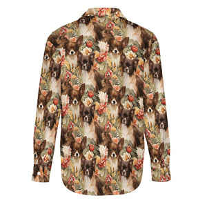 Floral Symphony Chocolate and White Chihuahuas Women's Shirt-4