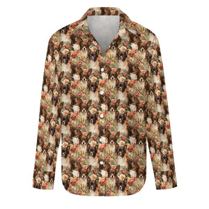 Floral Symphony Chocolate and White Chihuahuas Women's Shirt-S-White4-7