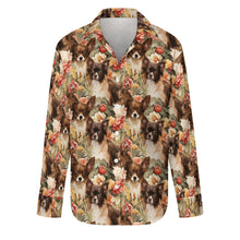 Load image into Gallery viewer, Floral Symphony Chocolate and White Chihuahuas Women&#39;s Shirt-S-White-1