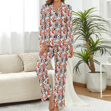 Load image into Gallery viewer, Floral Watercolor Beagle in Blooms Pajamas Set for Women-Pajamas-Apparel, Beagle, Pajamas-3