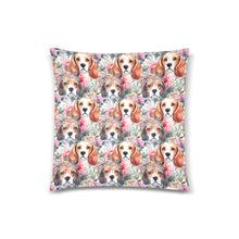 Load image into Gallery viewer, Floral Watercolor Beagle in Blooms Throw Pillow Cover-Cushion Cover-Beagle, Home Decor, Pillows-White1-ONESIZE-2