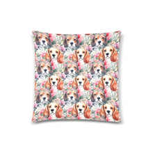 Load image into Gallery viewer, Floral Watercolor Beagle in Blooms Throw Pillow Cover-Cushion Cover-Beagle, Home Decor, Pillows-White1-ONESIZE-1