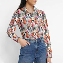 Load image into Gallery viewer, Floral Watercolor Beagle in Blooms Women&#39;s Shirt-5