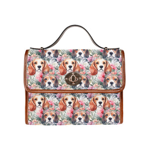 Floral Watercolor Beagles in Blooms Shoulder Bag Purse-Accessories-Accessories, Bags, Beagle, Purse-One Size-1