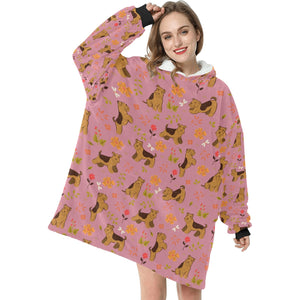 Flower Garden Airedale Terrier Blanket Hoodie-12