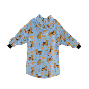 Flower Garden Airedale Terrier Blanket Hoodie-14
