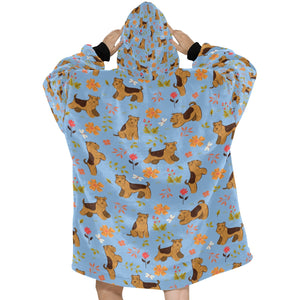 Flower Garden Airedale Terrier Blanket Hoodie-16