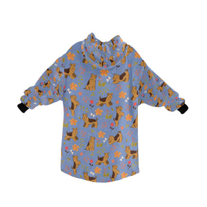 Flower Garden Airedale Terrier Blanket Hoodie-18