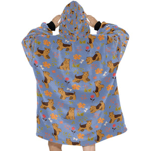 Flower Garden Airedale Terrier Blanket Hoodie-20