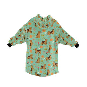 Flower Garden Airedale Terrier Blanket Hoodie-22
