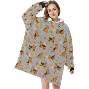 Flower Garden Airedale Terrier Blanket Hoodie-31