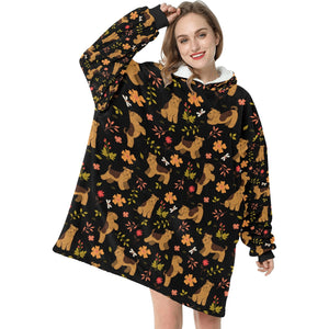 Flower Garden Airedale Terrier Blanket Hoodie-36