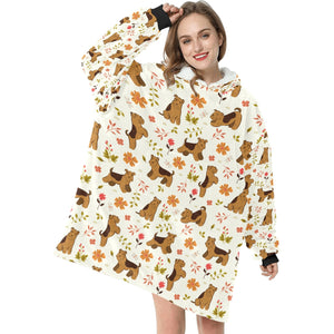 Flower Garden Airedale Terrier Blanket Hoodie-3